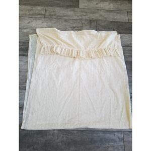 Cottage Core Fabric Shower Curtain Off White Cotton Blend Embroidered Eyelet